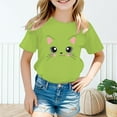 thumbnail image 2 of Toddler Shirts Kid Outerwear Graphic Round Neck Short Sleeve Tee Summer Casual Girls' Tops, Tees Light Green 5 Years-6 Years, 2 of 5