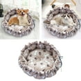 thumbnail image 6 of Pet Bed Adjustable Warm Mat Sleeping Basket Round Lightweight Comfortable for Winter Tent Puppy Kittens Cats - brown paw print, 6 of 7