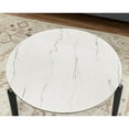 thumbnail image 3 of 24 Inch Small Coffee Table With Modern Marble Surface And Stable Legs For Living Space Stylish Beveled Rubberwood Home, 3 of 6