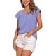 thumbnail image 4 of INSPIRAR CHIC Blusa de Mujer de Verano con Cuello Cuadrado y Mangas Cortas de Gingham M Azul Blanco, 4 of 6