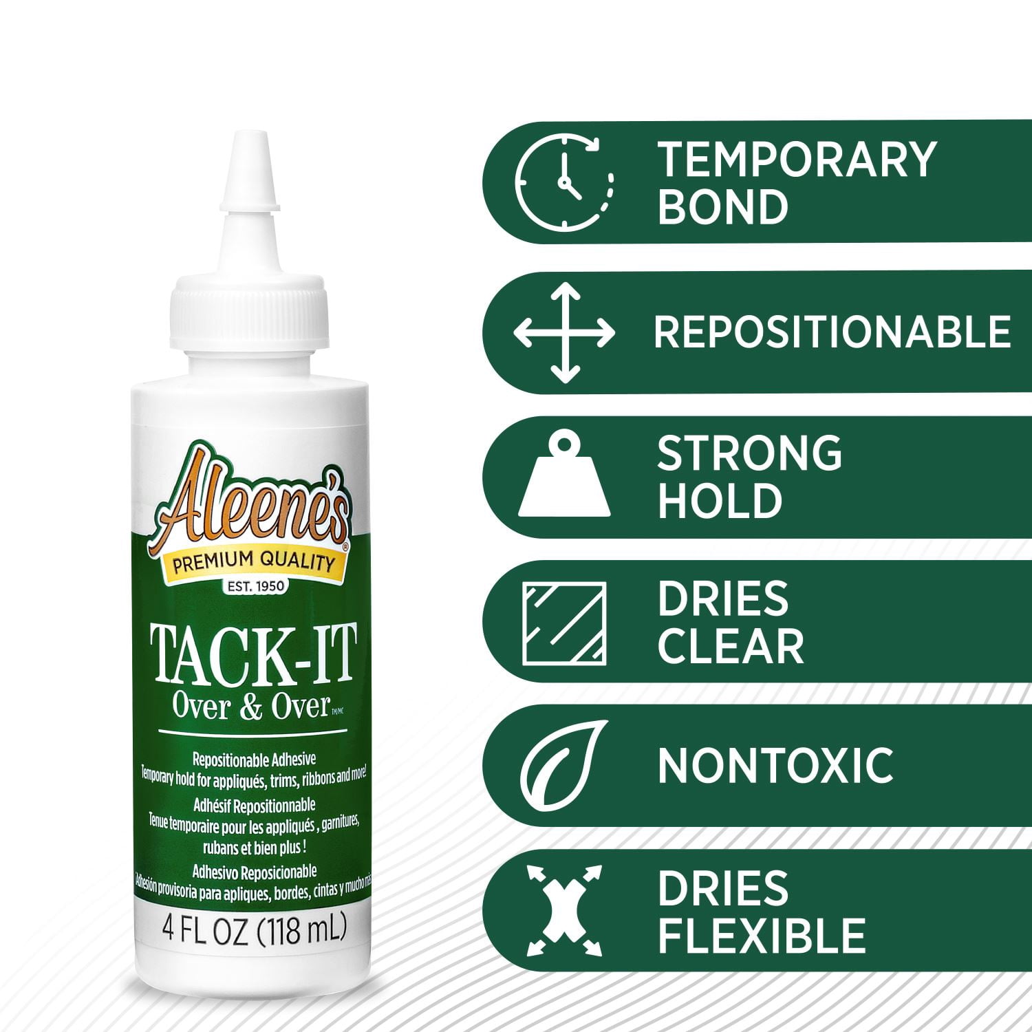 Aleene's Tack-It Over & Over Repositionable Adhesive, 4 fl. oz., Temporary Craft Glue For Fabric & More
