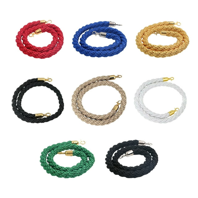 Becaristey Durable Barrier Rope For Reliable Crowd Control And Safety Assurance Chrome Snap Hook Rope Crowd black W05-9 1Set