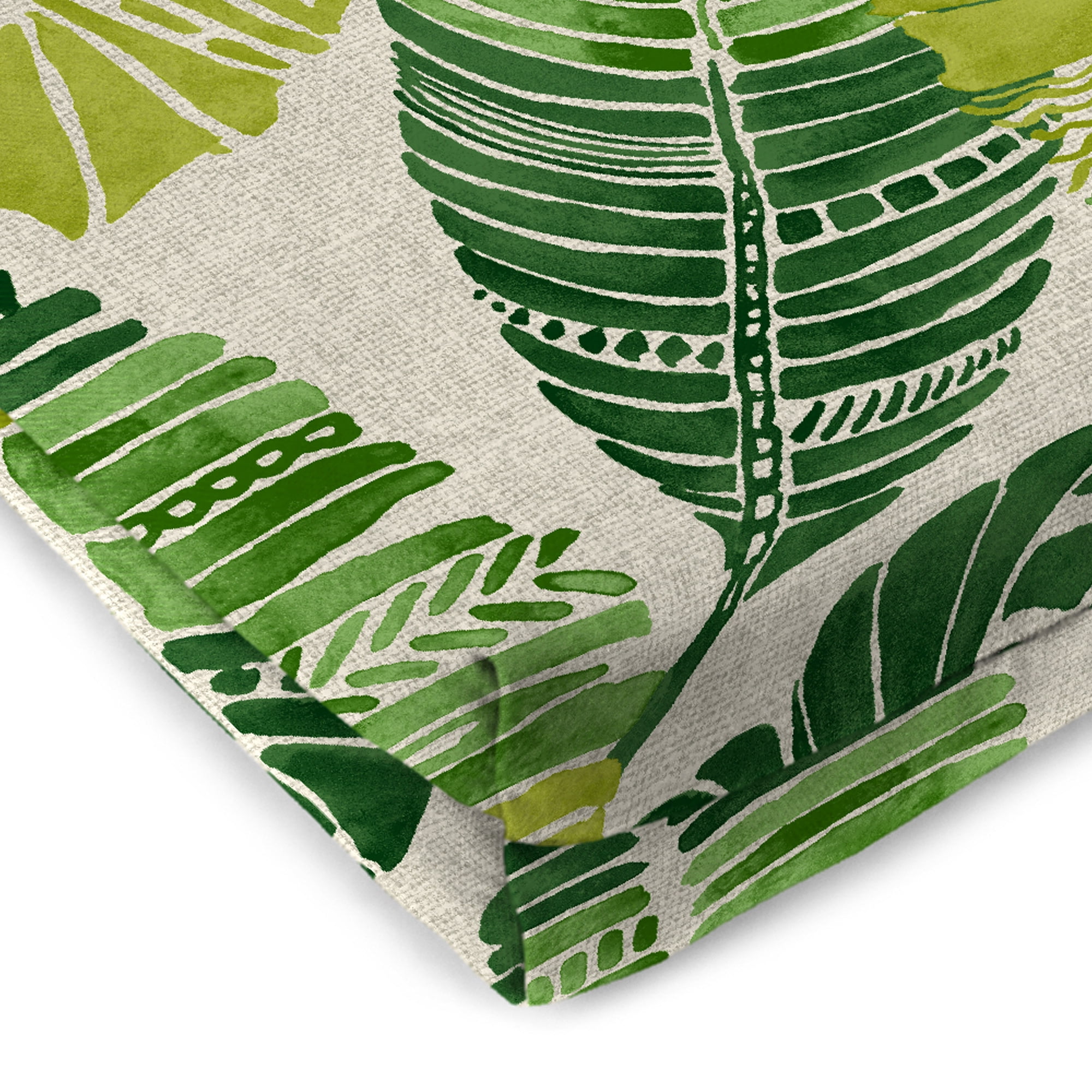 Jordan Manufacturing 17" x 19" Hixon Palm Green Leaves Rectangular Outdoor Chair Pad Seat Cushion with Ties (2 Pack)