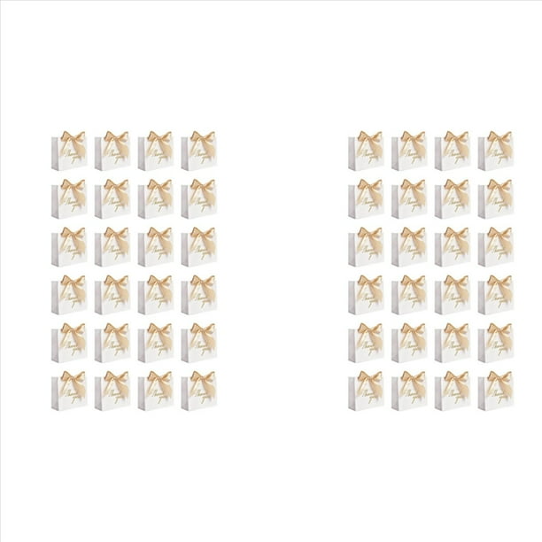 Paquete de 48 Bolsas Pequeñas de Regalo de Agradecimiento, Bolsas de Recuerdo de Fiesta, Cajas de Regalo Con Lazo Dorado, Bolsas de Regalo de Papel,F