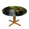 thumbnail image 3 of Orinice Waterfall Trees Nature Round Table Cover Stain Resistant Washable Indoor Outdoor Tablecloth Kitchen Dining Wedding Parties 100% Polyester Fiber 46-50, 3 of 8