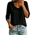 thumbnail image 2 of Women's Versatile Color V Neck 3/4 Sleeve Loose T Shirt Top, 2 of 6