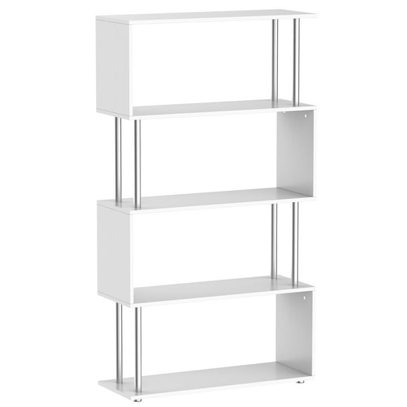 HOMCOM 5-Tiers Bookcase Z-Shape Storage Bookshelf Display with Metal Frame