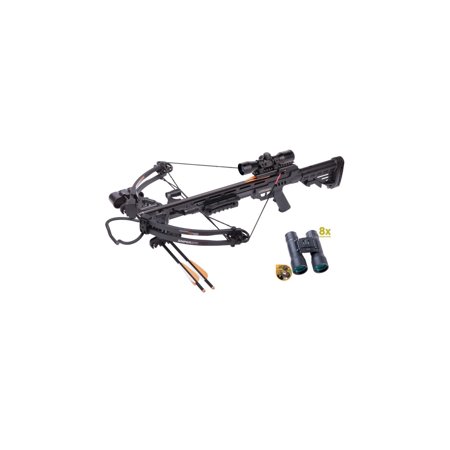 CenterPoint Sniper 370 Crossbow Black, Hunt and Scout Binocular (Centerpoint Sniper 370 Best Bolts)