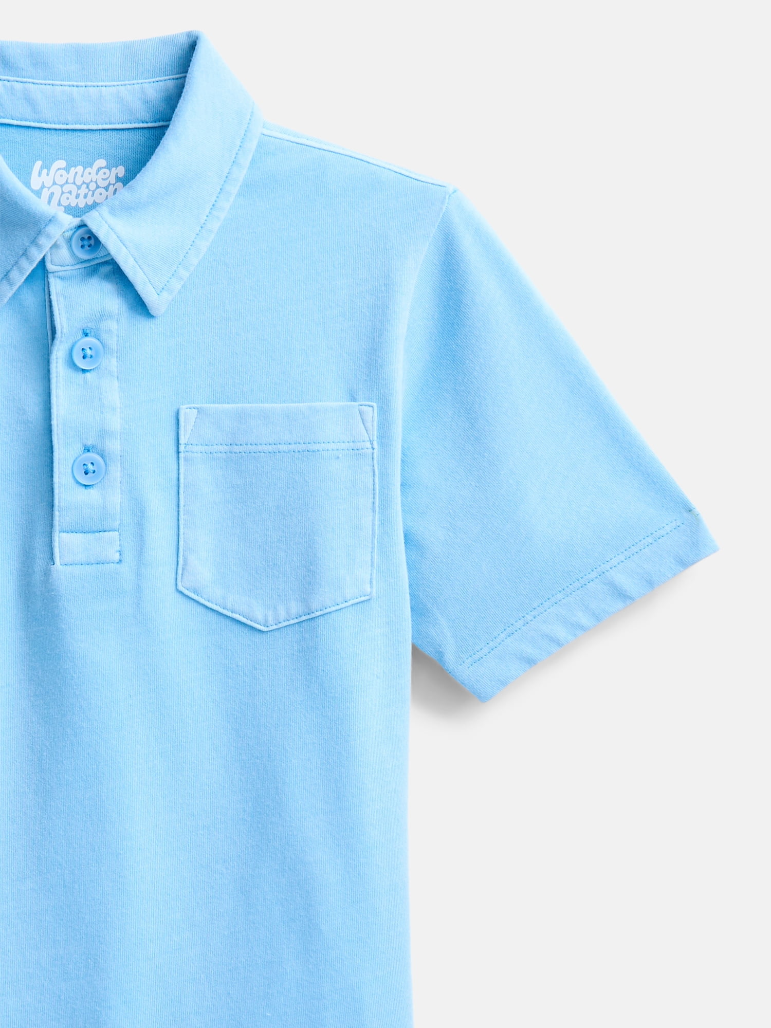 Wonder Nation Boys' Garment Dye Polo Shirt, Sizes XS-XXL & Husky