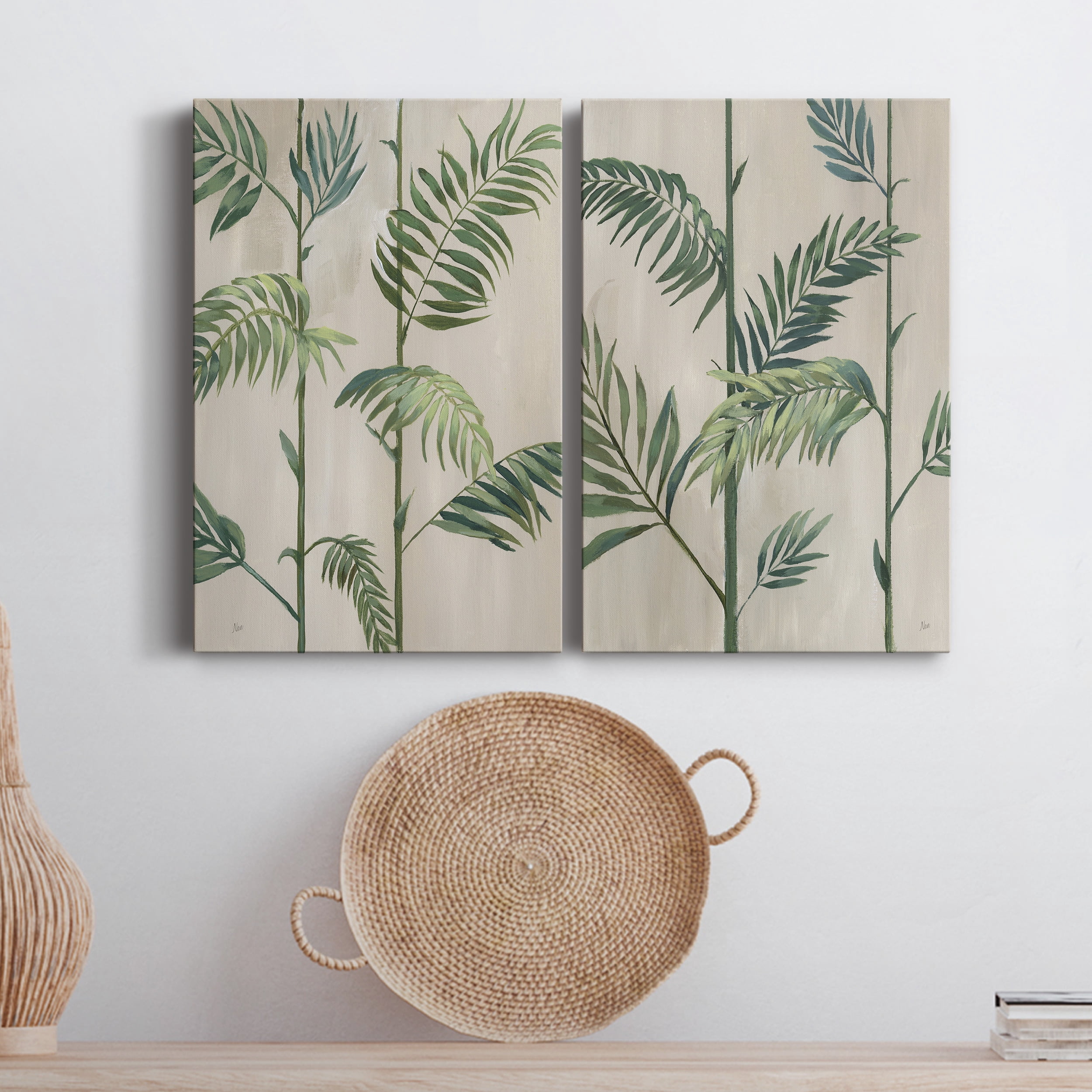 Modern Fronds II Premium Gallery Wrapped Canvas - Ready to Hang - Set of 2 - 12 x 18 Each