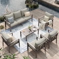 thumbnail image 2 of UDPATIO Aluminum Patio Furniture Set, Contemporary Outdoor Couch Set, Aluminum Patio Conversation Set, Beige, 2 of 11