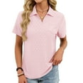 thumbnail image 7 of Sexlip Women's Plaid Collared Short Sleeve Pocket Top Stylish Design Soft Fabric Daily Casual Wear Pink M, 7 of 7