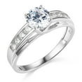 thumbnail image 2 of Wellingsale Ladies Solid 14k White Gold Polished CZ Cubic Zirconia Round Cut Engagement Ring with Side Stones - Size 4.5, 2 of 6