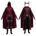 thumbnail image 2 of Disfraz de Wanda Maximoff para mujer, disfraz de Bruja Escarlata, Multiverso de la locura, mono, corona, tocado, capa, conjunto completo, traje de Endgame, 2 of 5