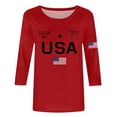 thumbnail image 4 of Conairie Womens 4th of July Shirt Relaxed Fit Crew Neck Long Sleeve Patriotic T Shirt USA Letter Print Basic Blouses Vacation Clothes Red M, 4 of 4