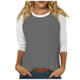 thumbnail image 1 of Fgnfyis Haut à Manches 3/4 pour Femmes Été Décontracté Polyvalent Raglan Col Rond Haut Décontracté Gris_002 TTG, 1 of 5