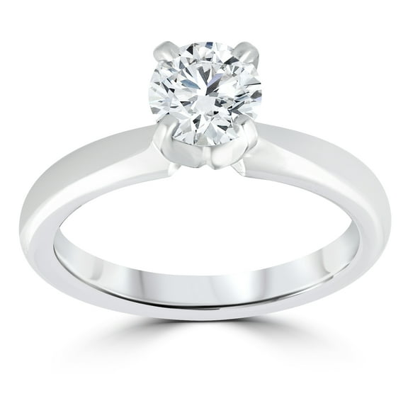 Pompeii 1 ct Diamond Solitaire Round Brilliant Cut Natural Real 14k White Gold sz7 (I,I2)