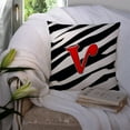 thumbnail image 3 of Carolines Treasures CJ1024-VPW1414 Letter V Initial Monogram - Zebra Red Fabric Decorative Pillow, 14Hx14W, multicolor, 3 of 4