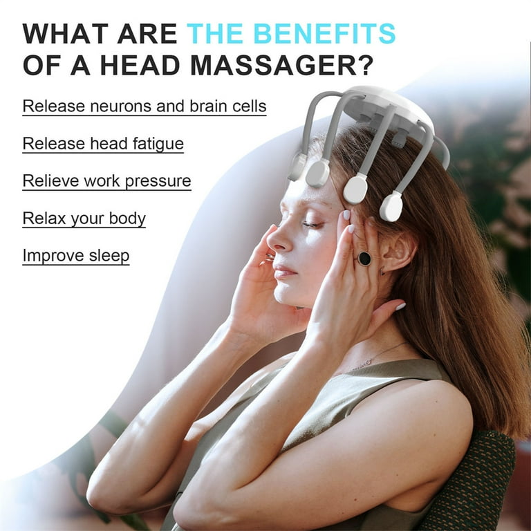 Electric Head Massager,Cordless Scalp Massage with 14 Massage Contacts, 5  Modes,Head Massage Scalp with Bluetooth Music Vibration for Better  Sleep,Relaxation & Stress Relief