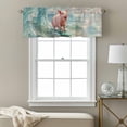 thumbnail image 3 of Summer Ocean Valance Curtain Watercolor Funny Pig Teal Surfboard Coastal Wave Window Valances Rod Pocket Short Curtains Window Treatments for Kitchen Bedroom Bathroom Laundry 56" x 16", 3 of 9
