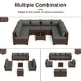 thumbnail image 3 of ELPOSUN 9 Pieces Patio Furniture Set All Weather Outdoor Sectional Sofa, Outdoor Modern Sectional Furniture Wicker Couch with Glass Coffee Table, Thicken Gray Cushions, Water Resistant, 3 of 8