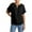 Black, variant on OSOLU Solid Color Women Buttoned V-Neck T-Shirt Short Sleeve Tee Tops Soft Dailywear
