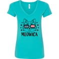 thumbnail image 3 of Inktastic 4th of July Meowica Cat in Flag Sunglasses Women's V-Neck T-Shirt, 3 of 5