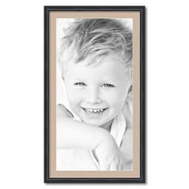 ArtToFrames 22x40 Matted Picture Frame with 18x36 Single Mat Photo Opening Framed in 1.25 Black Stain on Solid Red Oak and 2 Grey Beige Mat (FWM-4083-22x40)
