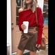 thumbnail image 4 of Suéter de Otoño para Mujer, Informal, de Larga Tipo Murciélago, Holgado, con Hombros Descubiertos, de Punto. Vino Tinto XXL, 4 of 9