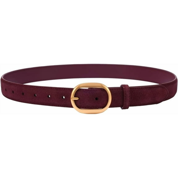 Womens Leather Suede Belt Brown Waist Belt for Casual Dress Jeans Ladies Genuine Leather Gold Buckle Belt