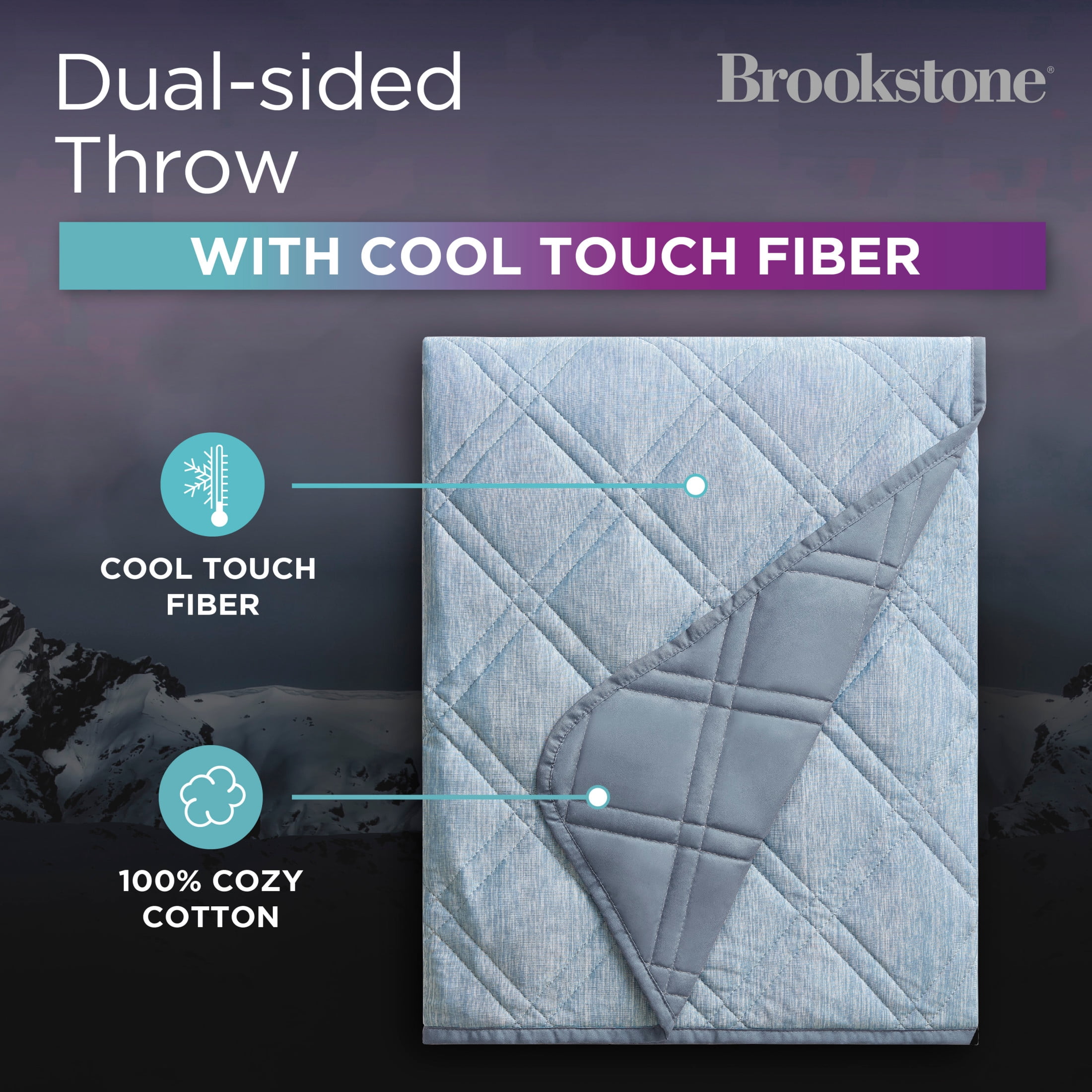 Brookstone Cooling Throw Blue, Solid Print, Nylon Polyethylene, Knit, 1 Piece, Standard Size