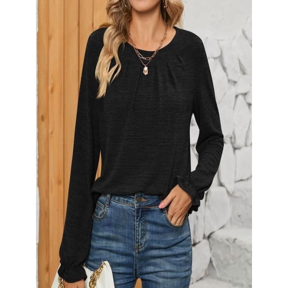 European And Fall And Winter Round Neck Casual Loose Long Sleeve For Women Long Sleeve Round Neck Tops/Shirts