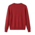 thumbnail image 5 of Women Sparkle Rhinestone V Neck Cardigan Sweater Button Front Soft Stretch Fabric (Red L), 5 of 5
