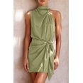 thumbnail image 5 of Womens Mock Neck Tie Waist Cocktail Party Dress, 5 of 11