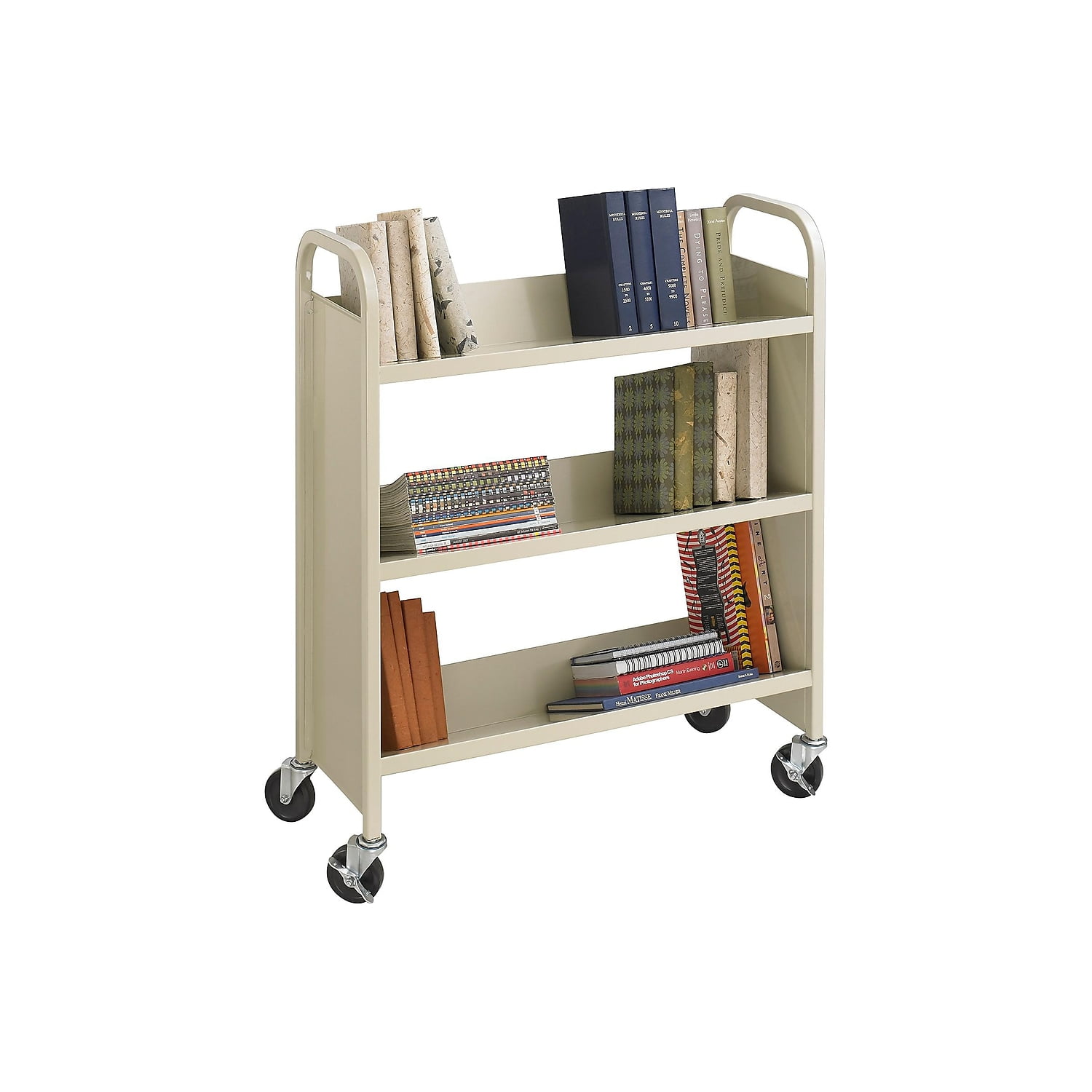 Safco 3 Shelf Book Cart in Sand