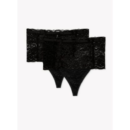 

Smart & Sexy Women s Lace & Mesh High Waisted Thong 2-Pack Style - SA1381