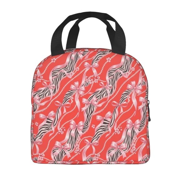 Zebra Pink Black Lunch Bag Insulated Cooler Bag Tote Reusable Lunch Box For Women Men Adul Leakproof For Work Picnic