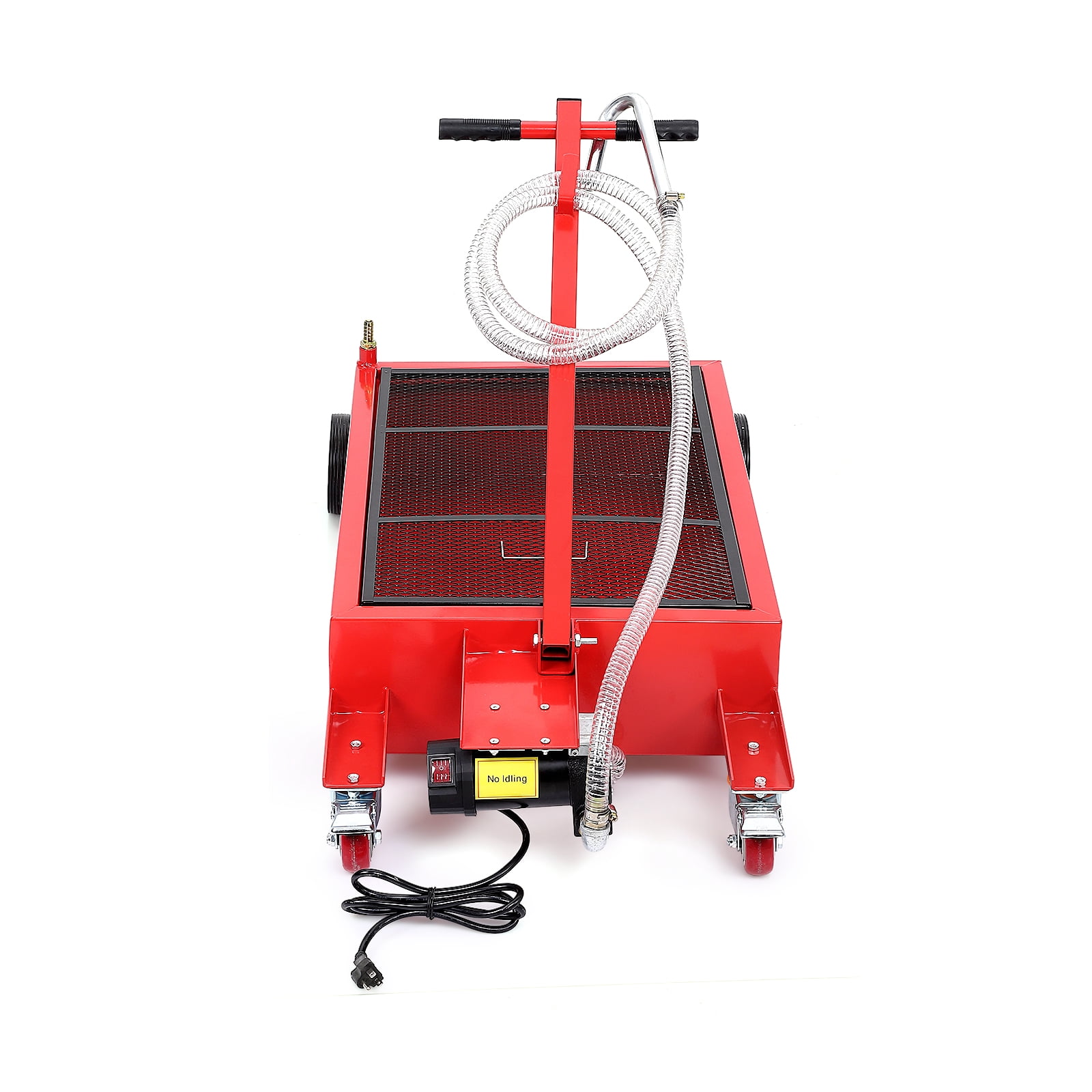20 Gallon Low Profile Roll Around Oil Drain Pan Electric Oil Change Pan with 110V Electric Pump 8FT Hose & T-Handle for Trucks Cars SUVs Buses