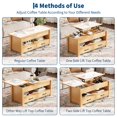 thumbnail image 3 of Table Basse à Plateau Relevable avec Rangement – Table Centrale de 47,2 Pouces, 2 Tiroirs, Compartiment Caché, Hauteur Réglable, Multifonctionnelle pour Salon/bureau à Domicile – Plateau en Bois – Couleur Bois Naturel, 3 of 8