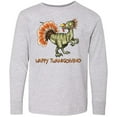 thumbnail image 3 of Inktastic Happy Thanksgiving Dinosaur Long Sleeve Youth T-Shirt, 3 of 5