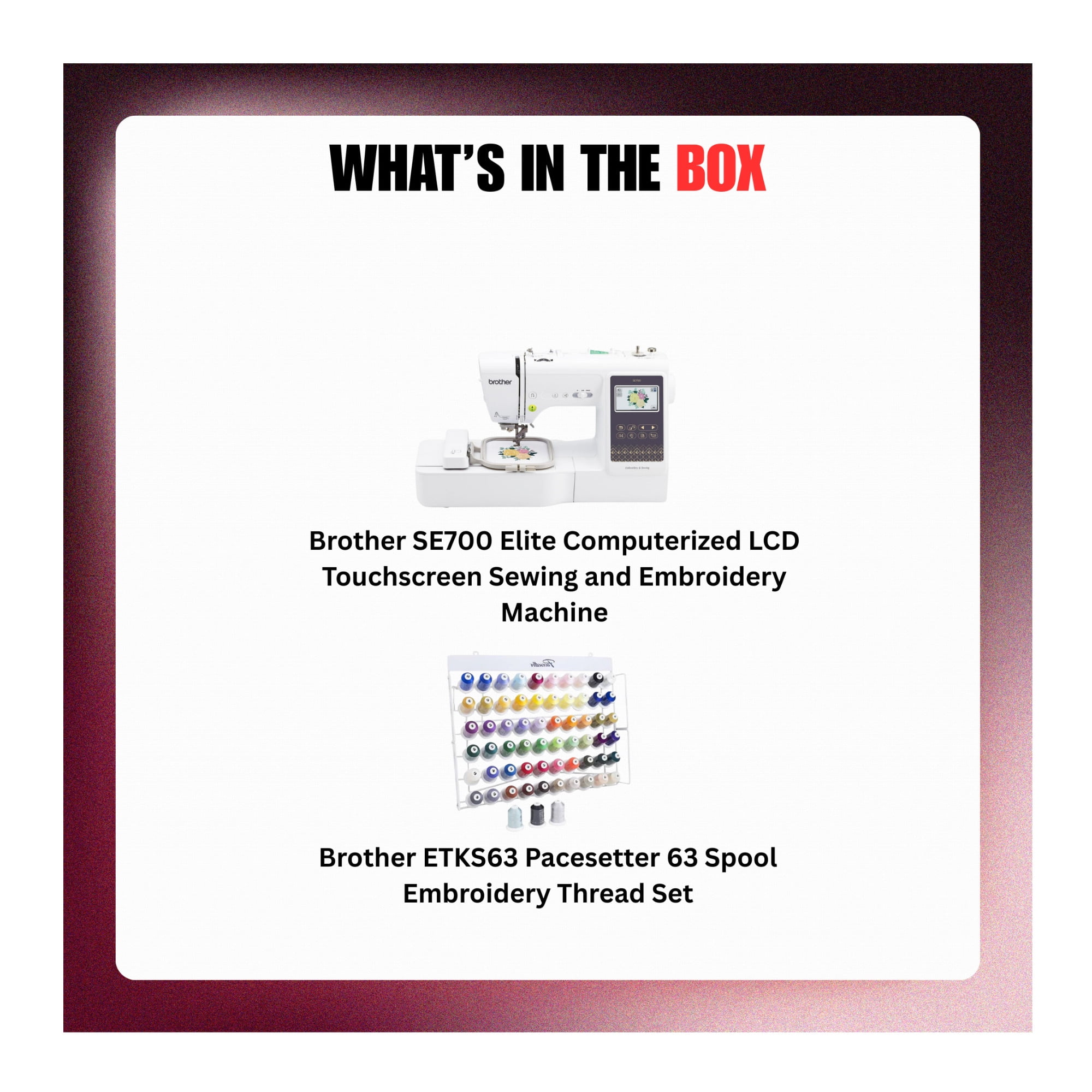 Brother SE700 Elite Computerized LCD Touchscreen Sewing and Embroidery Machine Bundle with Thread Set (2 Items)