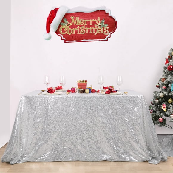 Mantel B-COOL con lentejuelas 125x125 cm Silver Sparkle