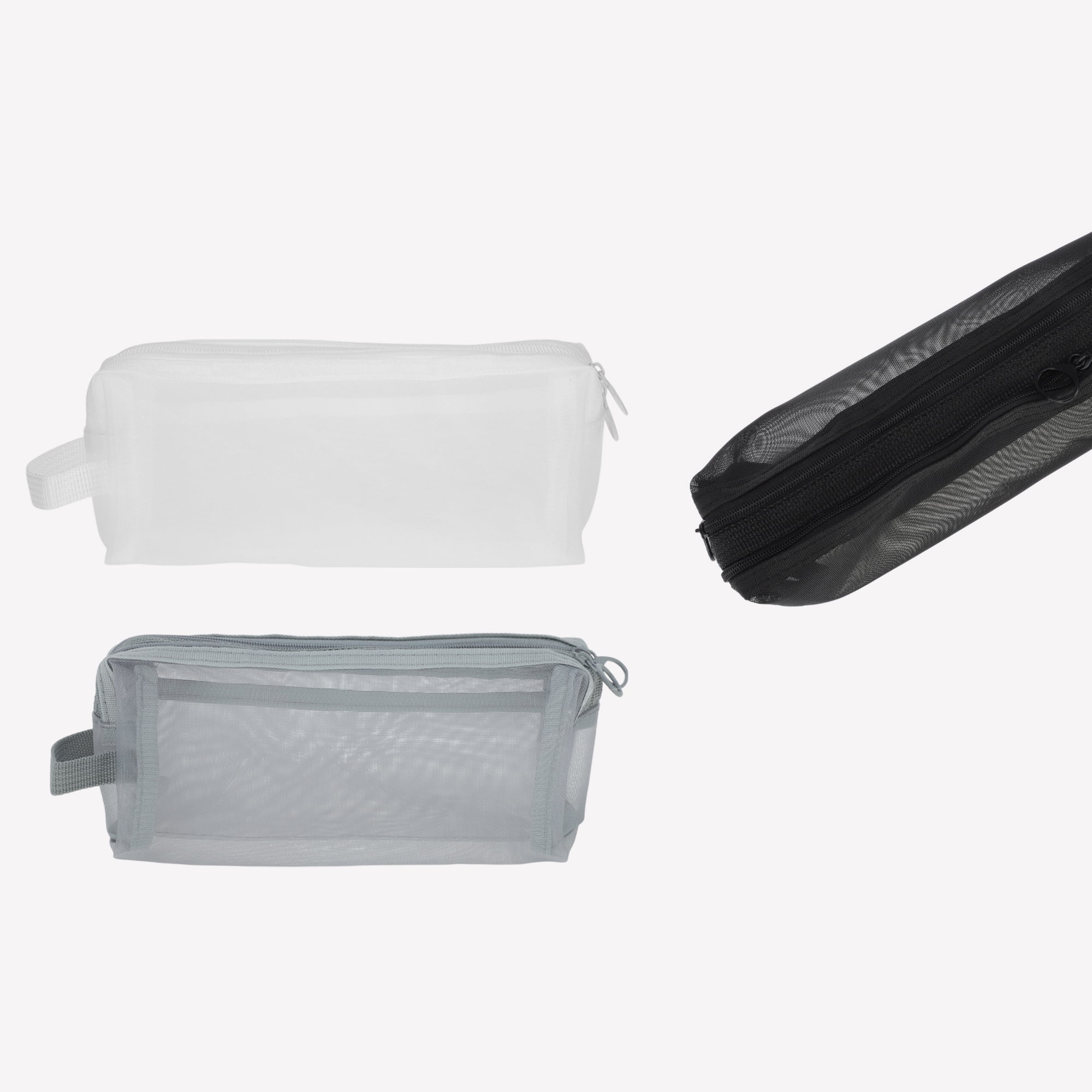 Unique Bargains Mesh Pen Bag, Zipper Mesh Pouch, Multifunctional Pencil Case Gray 8.27"x2.95"x2.95"