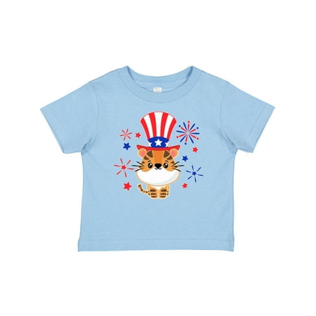 

Inktastic 4th of July Cute Tiger with Blue and Red Fireworks Gift Baby Boy or Baby Girl T-Shirt