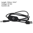 thumbnail image 2 of Unique Bargains USB to DC Extension Cable with Switch Power Cords Dimmer Controller with LED Indicator Black 2 Pack, 2 of 5