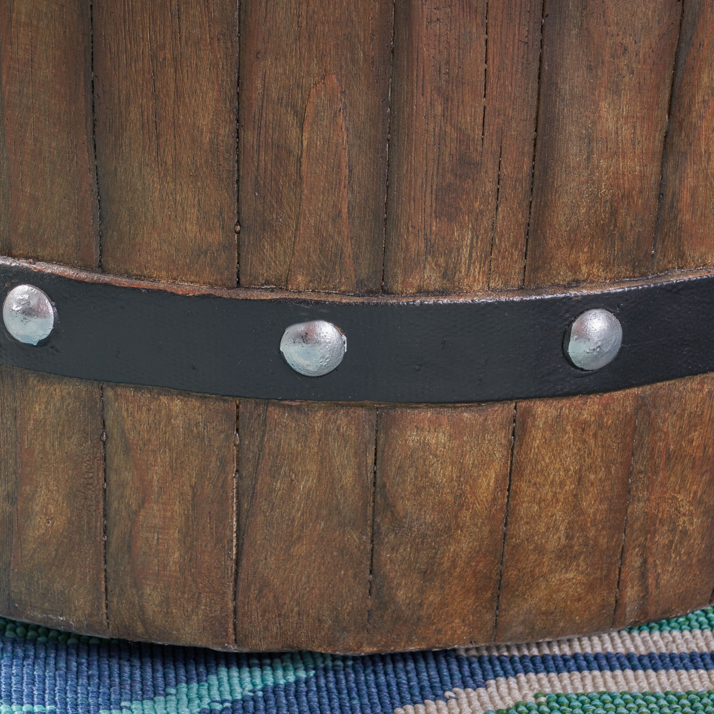 GDF Studio Muriel Outdoor 25" Light Weight Concrete Round Fire Pit 40K BTU, Dark Brown