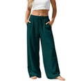 thumbnail image 5 of ClodeEU Women's High Waisted Straight Leg Pants with Drawstring,Casual Loose Fit Trousers Army Green,Womens Plus L, 5 of 8