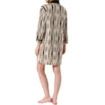 thumbnail image 3 of INSPIRE CHIC Womens Nightgown Striped Button Down Long Sleeve Pajama Dress V-Neck Nortch Collar Nightshirt with Pocket S Black Stripe, 3 of 5