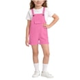 thumbnail image 2 of hengsof Girls Solid Color Overalls Kids Cute Adjustable Straps Wide Leg Jumpsuit with Pockets 2-15 Years, 2 of 7