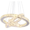 thumbnail image 1 of Diisunbihuo Crystal 3 Rings Chandelier Modern Ceiling Light Fixture Stainless Steel Pendant Light(Warm White), 1 of 2